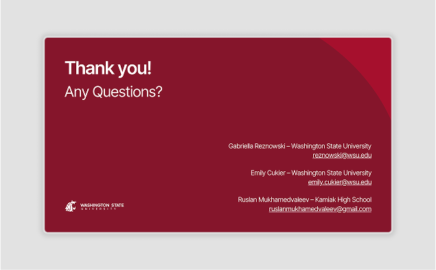 A design by Ruslan Mukhamedvaleev, for Washington State University's Ukranian Book Project. This is a 'thank you' ending slide in a bold red color.