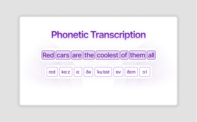 A design by Ruslan Mukhamedvaleev, for Koel Labs blog post. This is a slide introducing a blog post about 'Phonemic Transcription.'