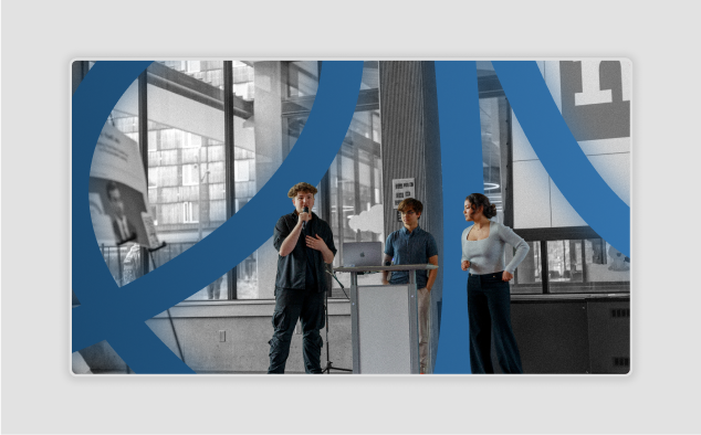 A design by Ruslan Mukhamedvaleev, for Koel Labs from an event at the University of Washington. This photo features the three founders of Koel Labs: Ruslan Mukhamedvaleev, Alex Metzger, and Aruna Srivastava.